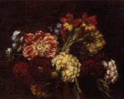 Flowers Dahlias and Gladiolas - 亨利·方丹·拉图尔